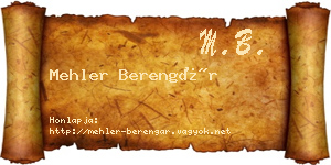 Mehler Berengár névjegykártya